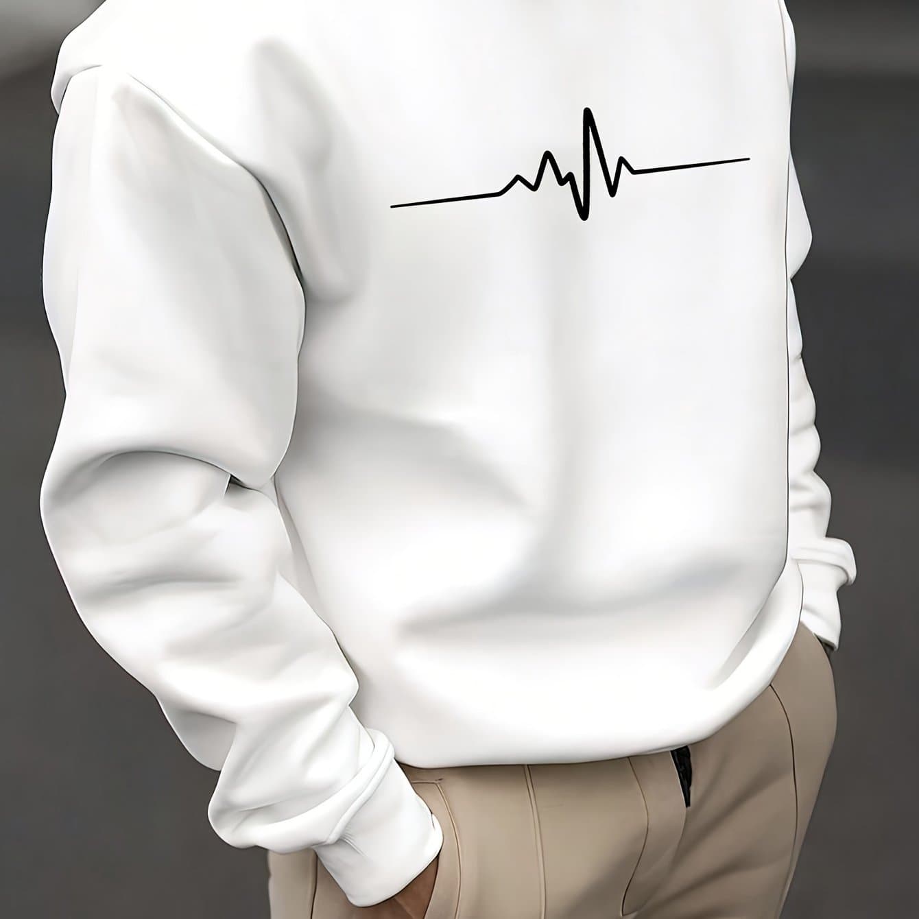 Unisex ECG Heartbeat Print Hoodie – Regular Fit (S-XXL, 96% Polyester, 350-400gsm, Graphic Pullover For Streetwear & Casual Wear)