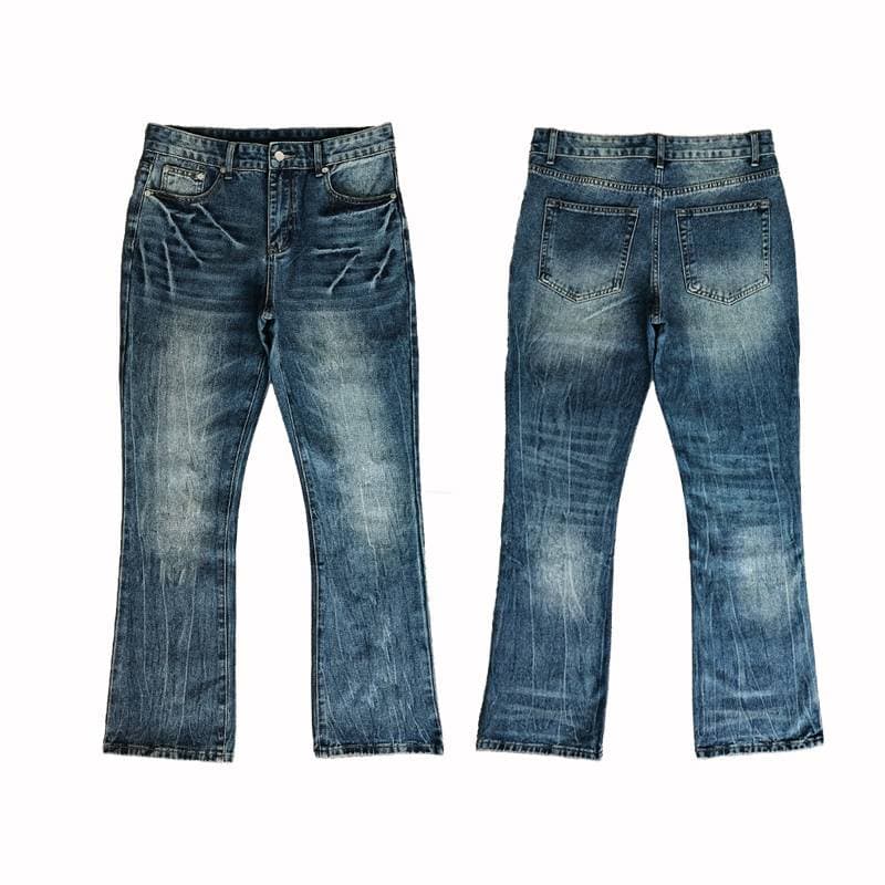 blue y2k boyfriend style men jeans pants hip hop fashion wash Sport vintage baggy mid waist mens flare pants