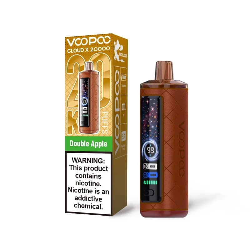 Lot de 2 cigarettes électroniques jetables VOOPOO Cloud X 20K, 20 000 bouffées, 25 ml, 6 mg de nicotine, batterie de 900 mAh, chargeur USB-C, d
