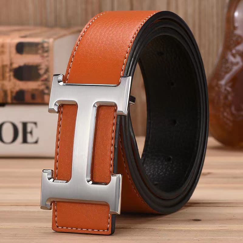 Ceinture H en cuir pour homme avec boucle lisse pour jeune personnalité, ceinture tendance tendance pour homme, ceinture polyvalente haut de gamme