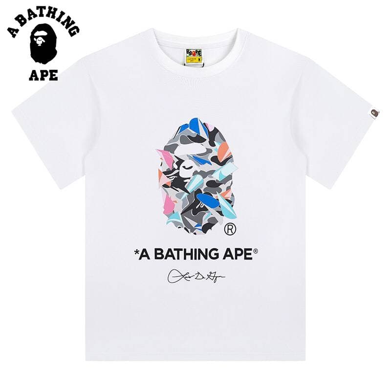 A BATHING APE BAPE-Ape Head Japanese Trendy Brand Letter Printed Short Sleeved T-shirt Made Of Pure Cotton Fabric