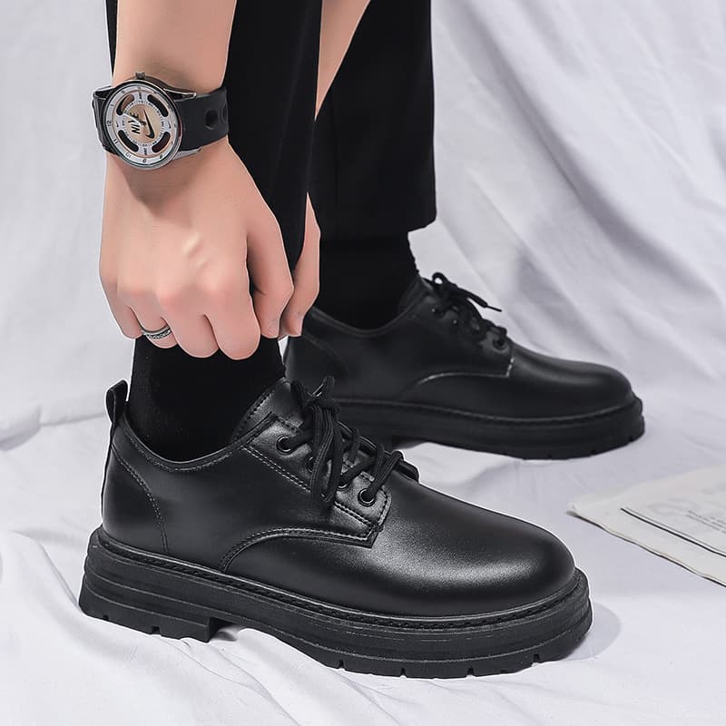 Men's Shoes New Business Leather Shoes For Teenagers, British Style, Thick Soled Suits, Men's Versatile Fashion Shoes