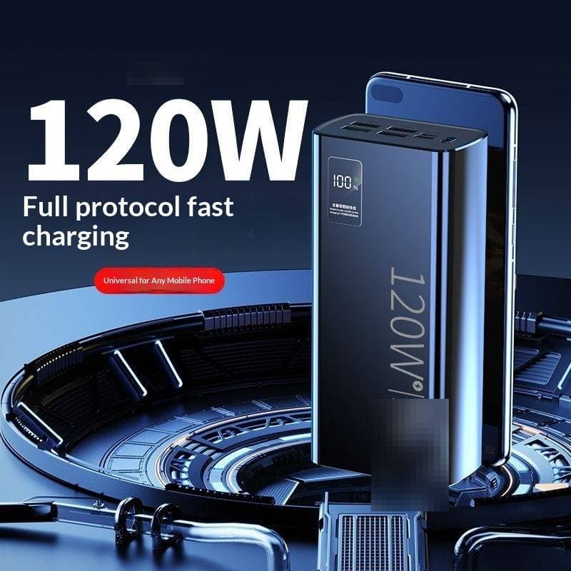 3C Certified 120W Super Fast Charging Power Bank Ultra Large Capacity 30000mAh 80000mAh Digital Display Portable Charger
