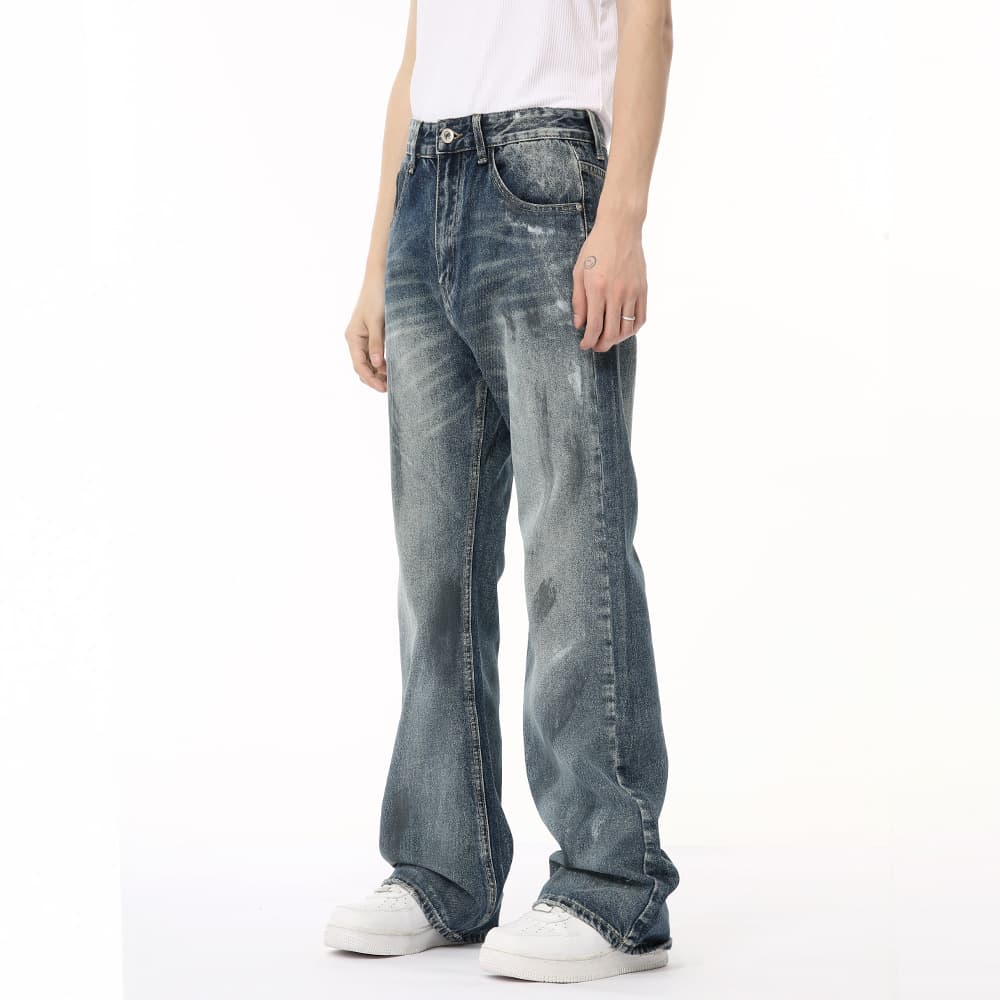 Men's Clothing Summer Retro Distressed Colored Flared Casual Jeans