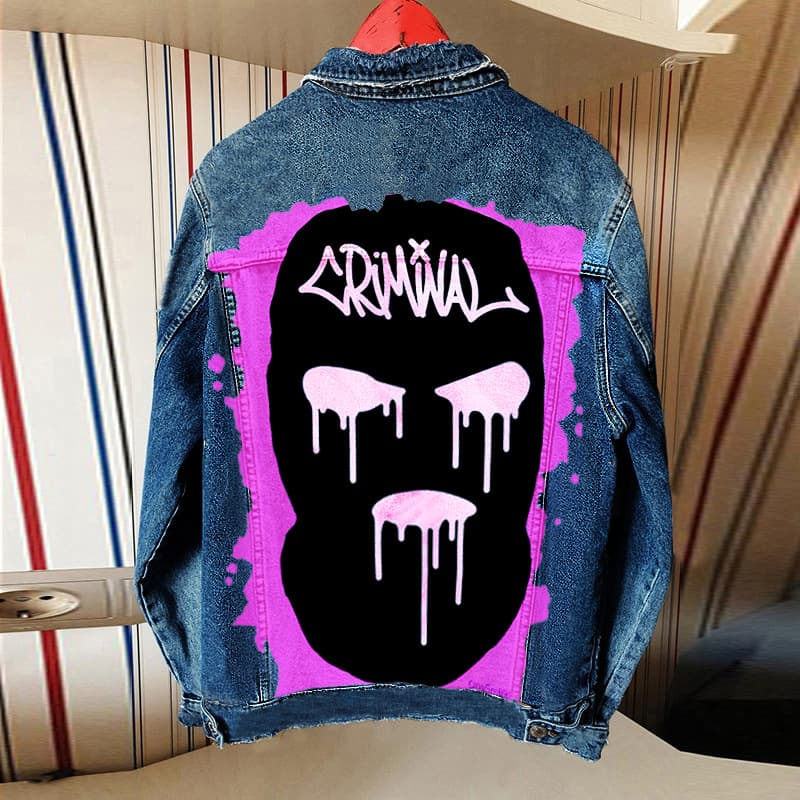 Women's Clothing street graffiti denim jacket women's denim coat winter single product