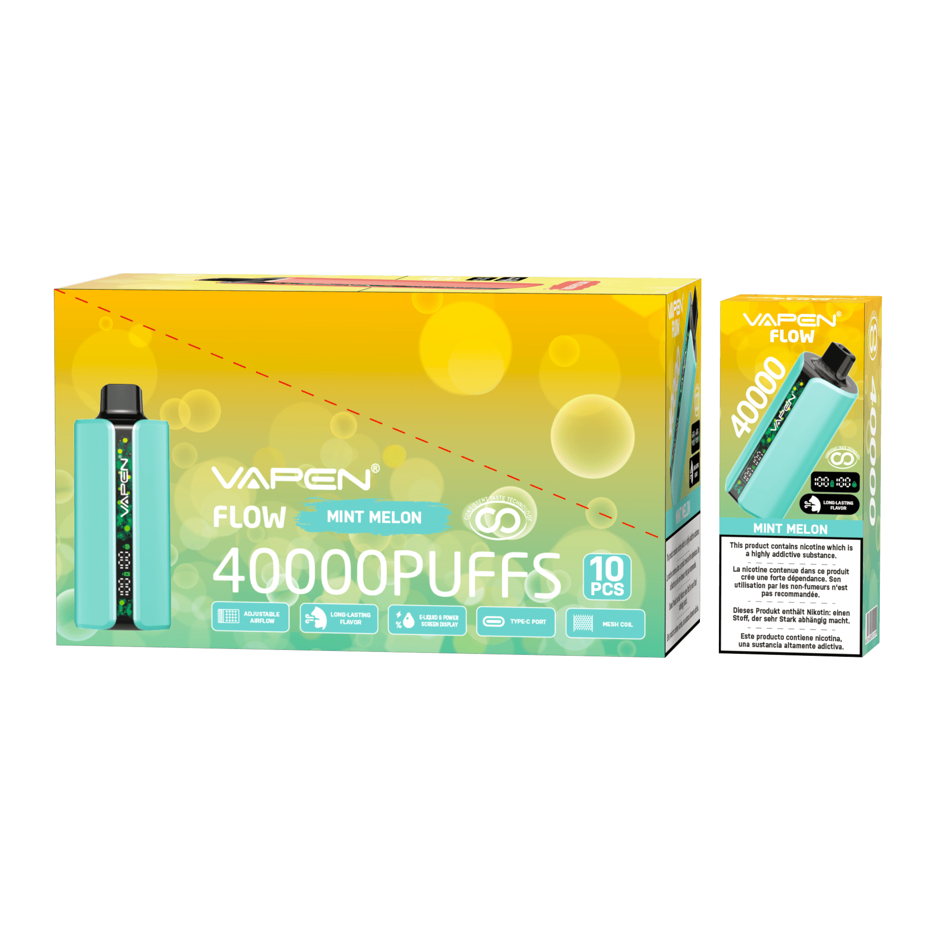 10pcs Vapen Flow 40000 Puffs Stylo Vape Jetable E-cig Mesh PRO Saveurs 40K 30K 50K Vapes Bar Elf Cigarette Électronique TECHNOLOGIE DE GOÛT CONSTAN