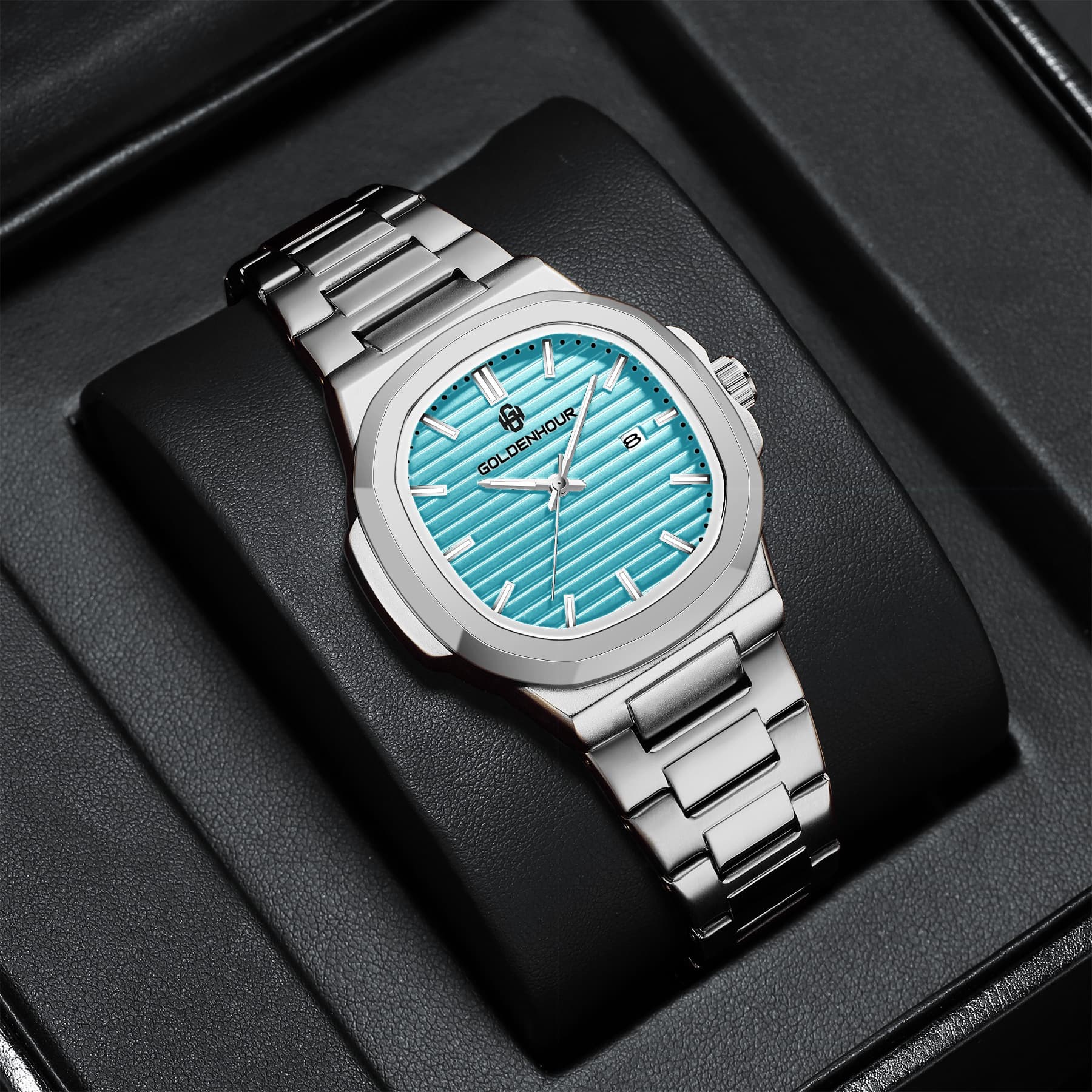 GOLDENHOUR Fashion Trend Men's Watch Popular Simple Waterproof Luminous Steel Belt Watch Simple