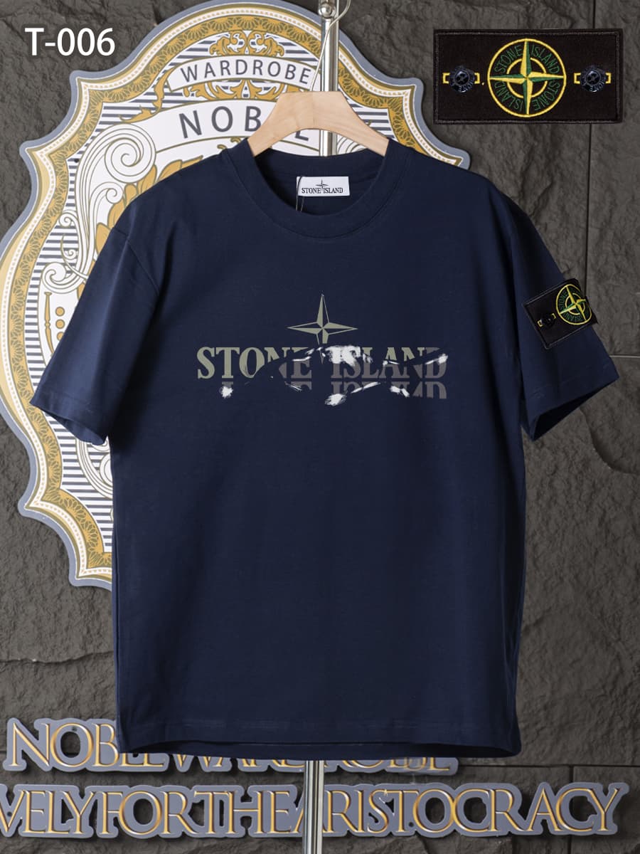 T-006 - T-shirt d'été à manches courtes et col rond en pur coton, haut tendance de haute qualité, léger et respirant pour l'été.