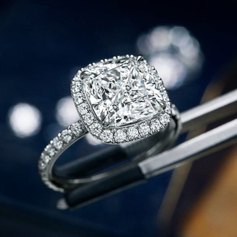 Silver Full Diamond Micro Inlaid Zircon Women's With Fashionable And High-end Sense, Moissanite Sparkling Western Style