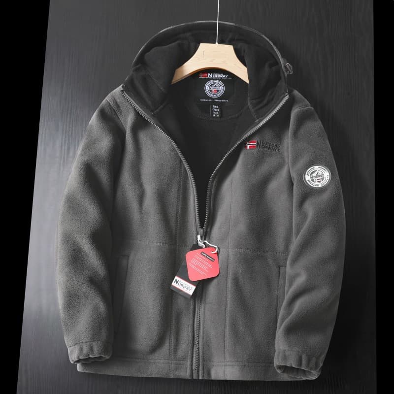 9819 hooded! From Norway cold resistant warm thick double layer hooded polar fleece winter large size men's plus velvet
