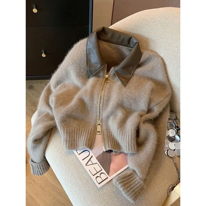 Women's Lazy Style Soft Knit Cardigan Sweater Bright Red High End Top Versatile Autumn/Winter Fashion