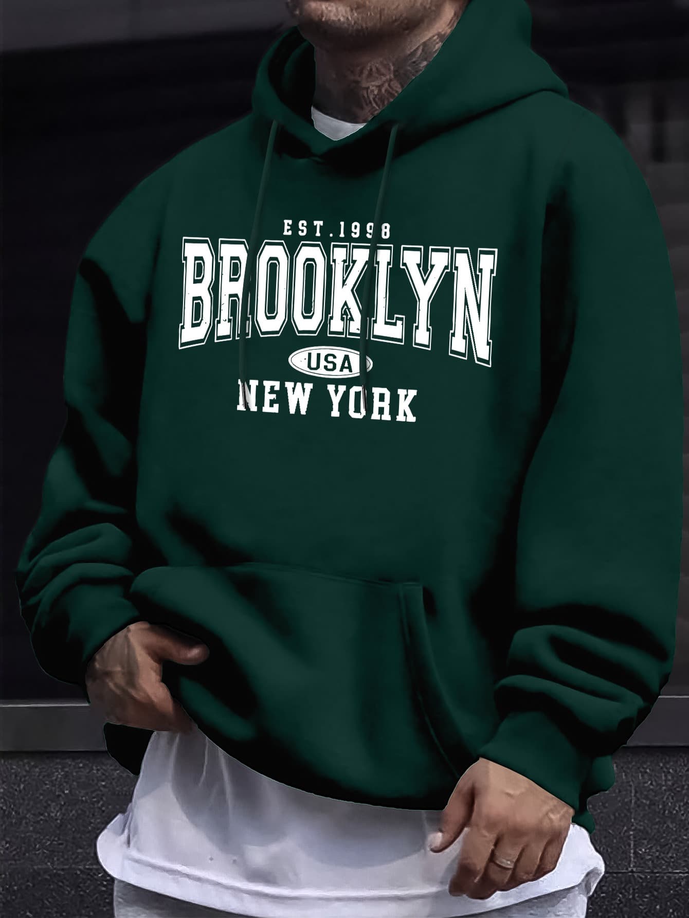 Men's Autumn And Winter Casual Fashionable Loose Hoodie With Smiling Face Pattern Printed Long Sleeved Warm Pullover Sweater