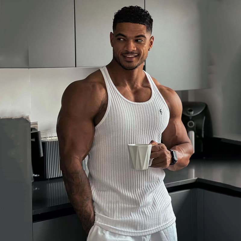 Men's Clothing New Arrival Summer Sports Fitness Breathable Short Sleeved Vertical Striped Vest Men's Elastic Sleeveless Bottoming Shirt