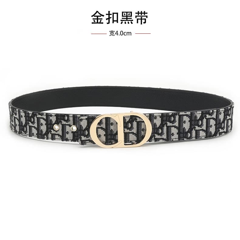 Ceinture homme en tissu uni tendance, 3,8 cm, motif litchi, boucle CD.