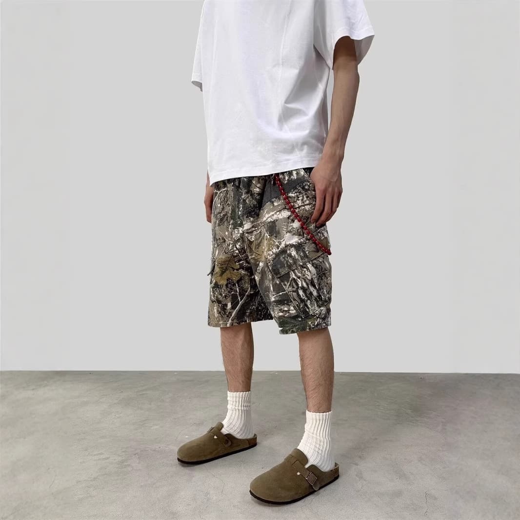 Men's Clothing High Street Retro Street Harajuku Camouflage Print Loose Workwear Casual Shorts