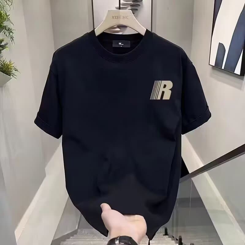 T-shirt d'été à manches courtes pour femme, collection tendance, coupe ample et décontractée, imprimé, manches courtes, noir.