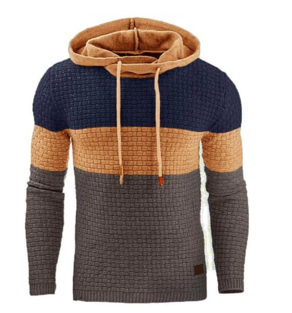 Men's Jacquard Sweater Long-sleeved Sweater Warm Color Hooded Sweater