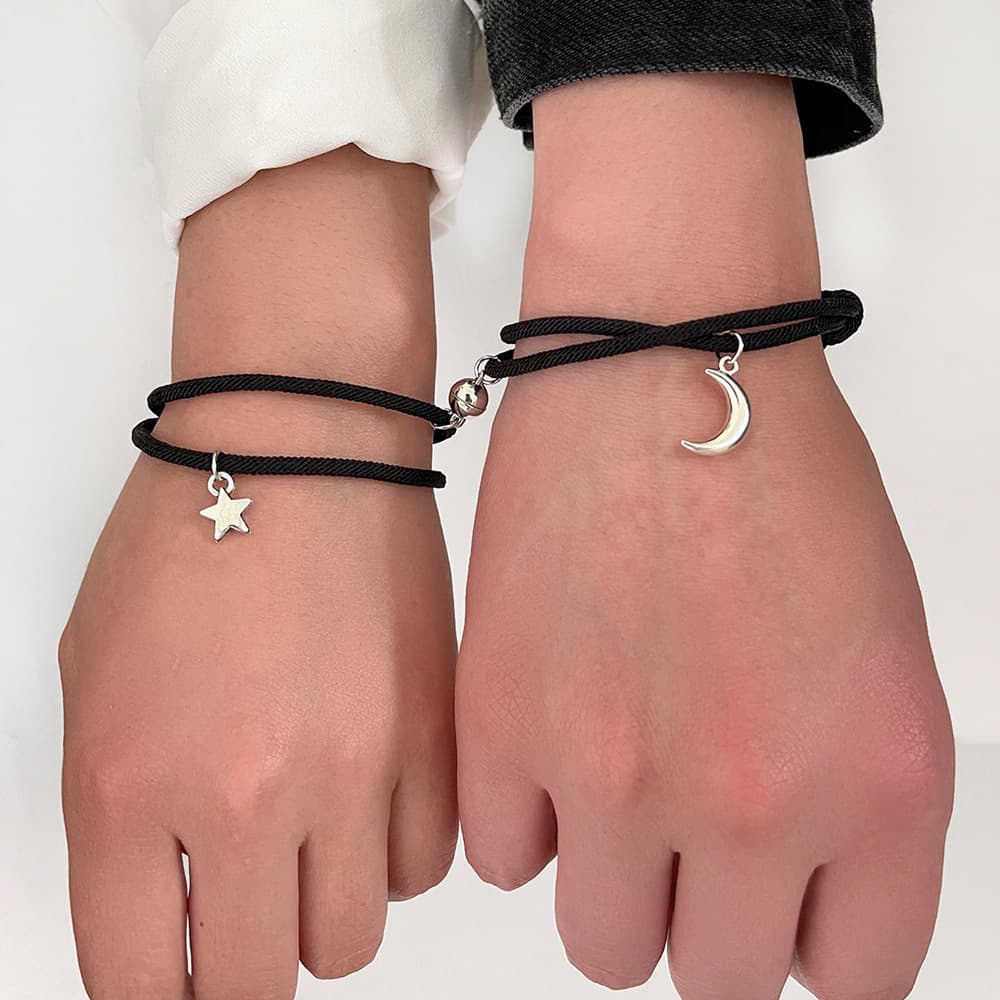 Jewelry & Accessories simple star moon magnet attraction couple bracelets one pair of hand woven adjustable bracelets