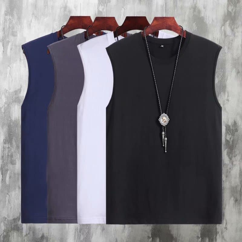 Men's Clothing Summer New Slim Youth Trend Solid Color Round Neck Men's Sleeveless T Shirt