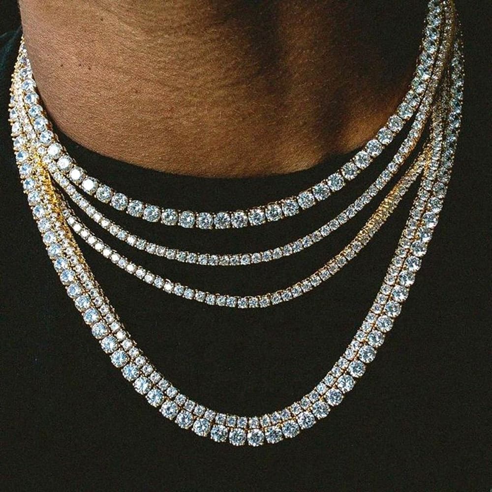 Tennis Chain 4mm Zircon Tennis Chain Necklace Hip Hop New Stone Inlaid Couple Necklace
