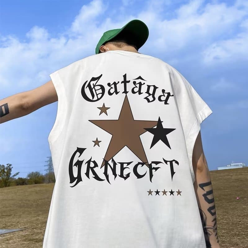 Men's Factory 100% cotton vest summer American retro sleeveless t-shirt trendy brand ins sports casual loose versatile top