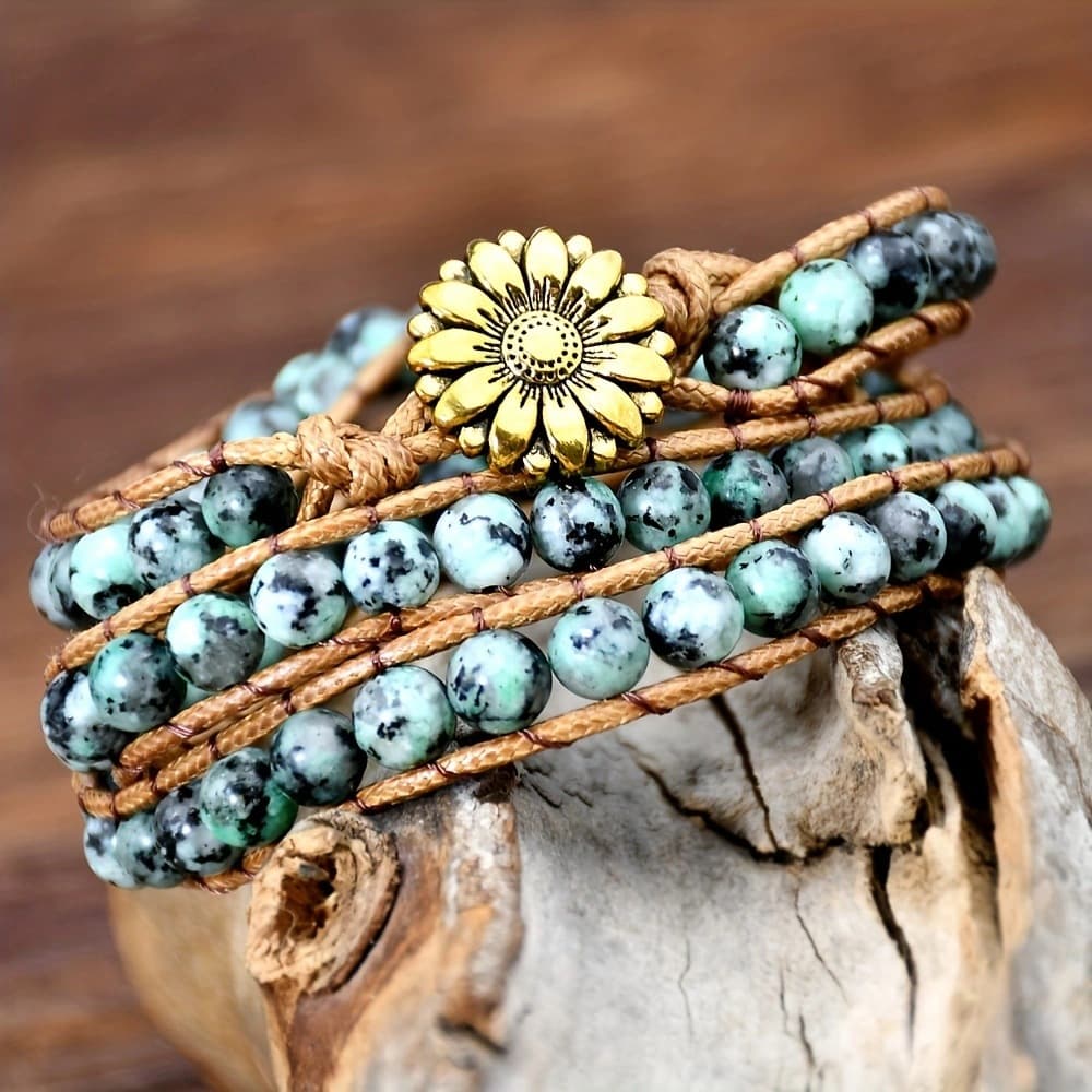 Natural Stone Hand Woven Bracelet Female Bohemian Style Multi Layer Winding Bracelet Tiger Eye Stone Bracelet