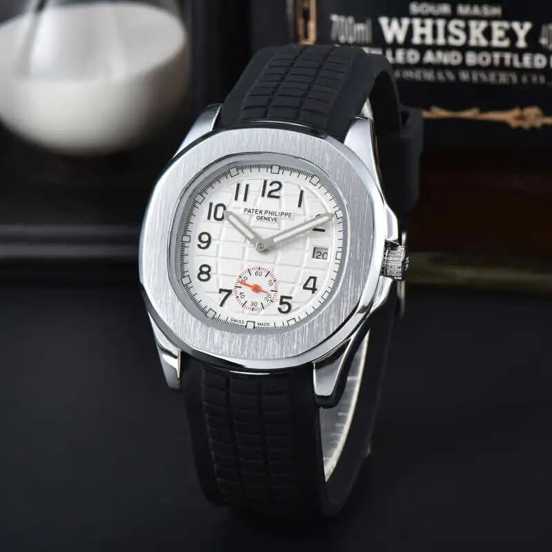 Montre à quartz Patek Classic noire pour homme, bracelet en caoutchouc, de haute qualité