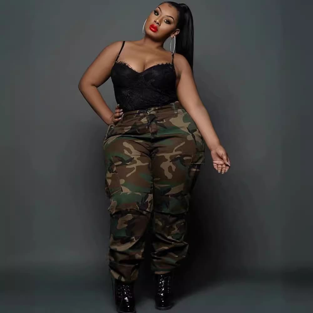 Women's Clothes Street Casual Sports Camouflage Printed Large Size Pants Bottoms