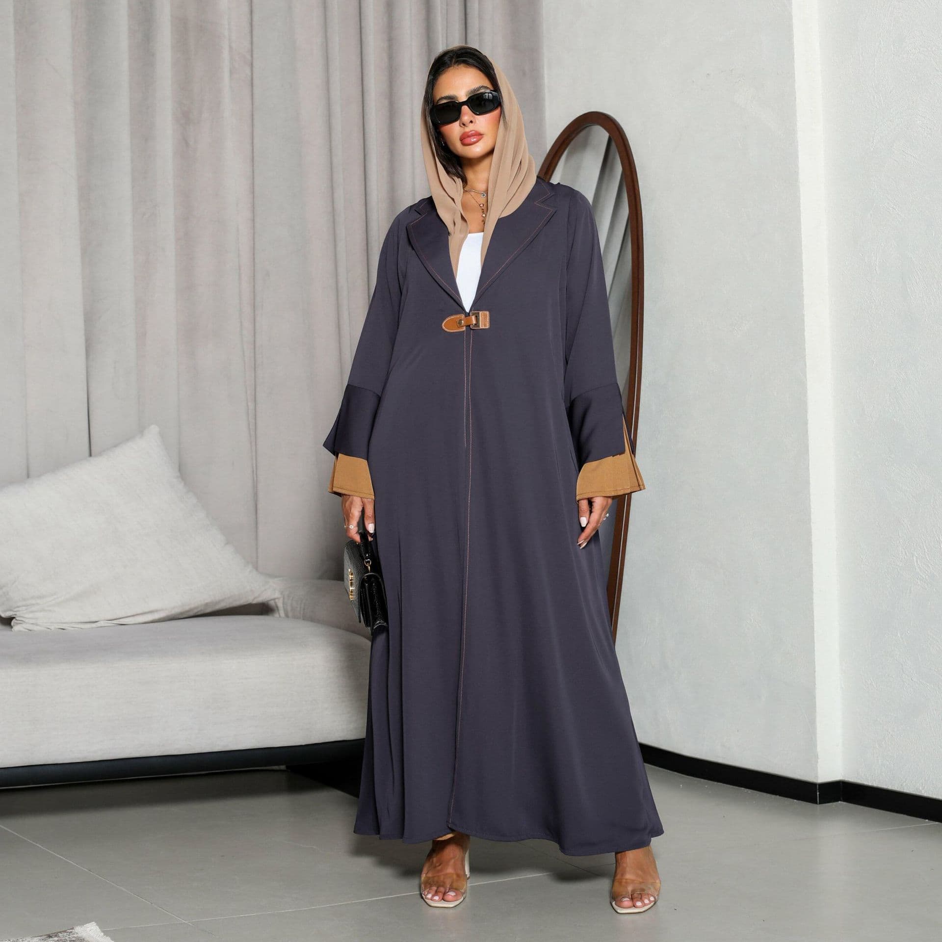 2025 New Muslim Suede Large Size Robe Elegant Temperament Dress