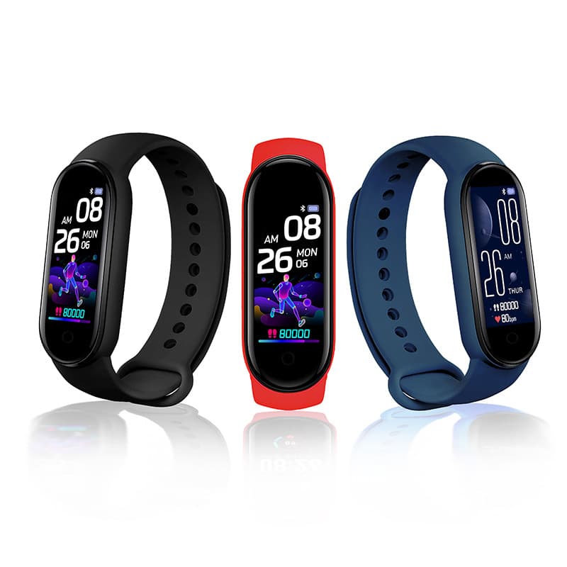 Bluetooth Exercise Heart Rate, Blood Oxygen and Blood Pressure Monitor, Sleep Health Monitoring Reminder, M6 Adjustable Waterproof M5 Smart Bracelet