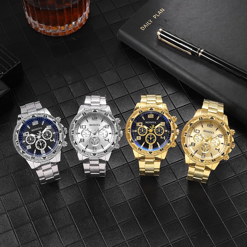 Men's Watch Men's Blue Light Fiberglass Belt Men's Watch Large Dial Quartz Watch Fashionable Business Digital Scale Watch