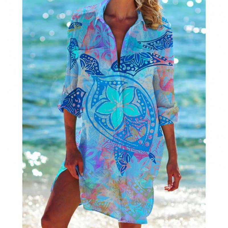 Women's Jacket Shirt Swimsuit Cardigan Women's Print Holiday Beach Shirt Top