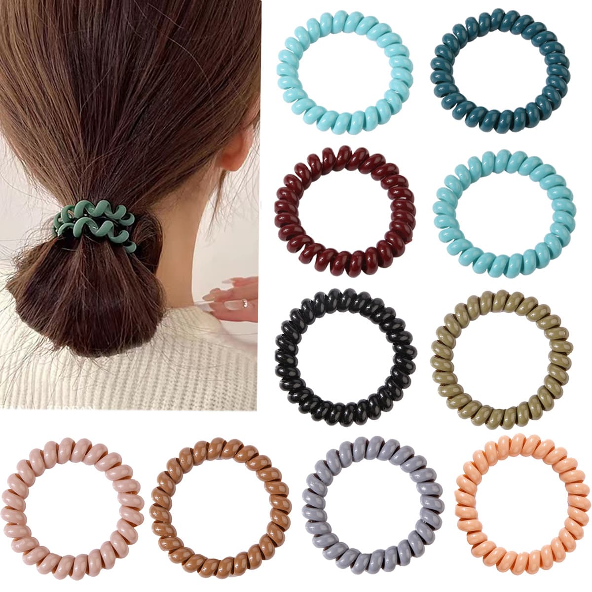 Simple telephone line hair band for women with high elasticity, durable and non-damaging ponytail hair band