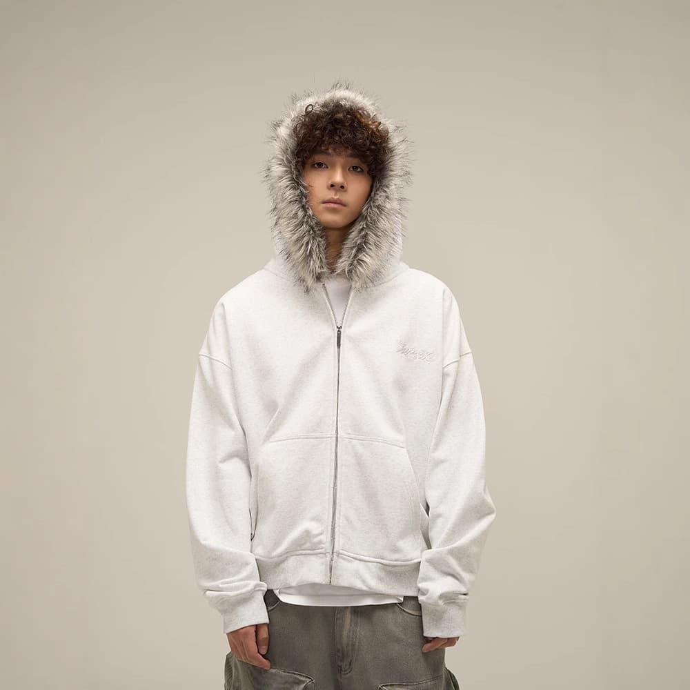 American Style Design Coat With Fur Collar, Couple Hooded Zipper Cardigan Sweatshirt, Autumn Winter Warm High-end Trendy