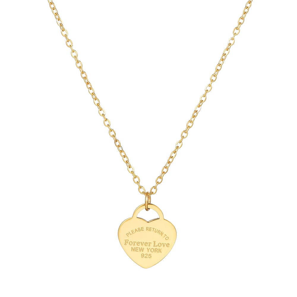 Europan And Amrican Stainlss Forvr Lov Pndant Womn's Fashion Titanium Stl Pach Hart Collarbon Chain
