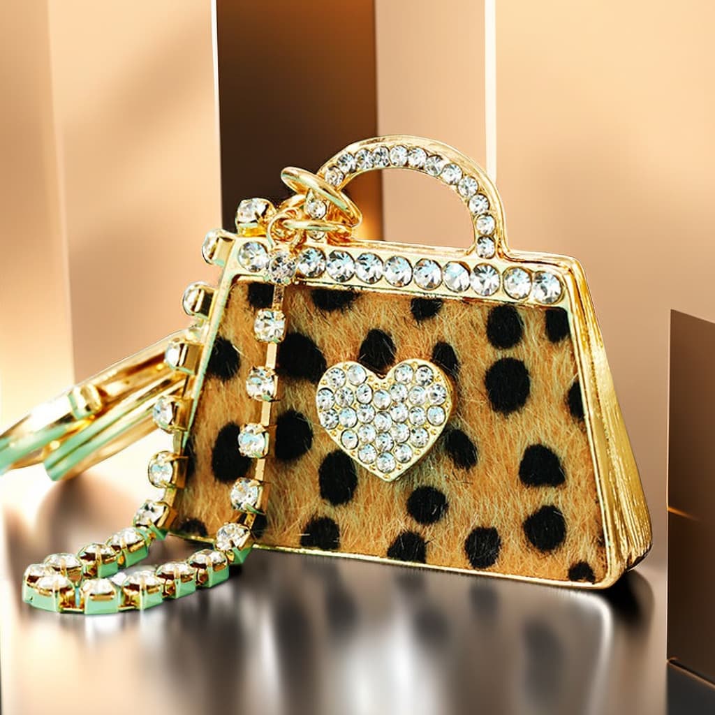 Porte-clés de voiture en cuir véritable avec strass et imprimé léopard pour femme, pendentif créatif coréen en métal, cadeau idéal