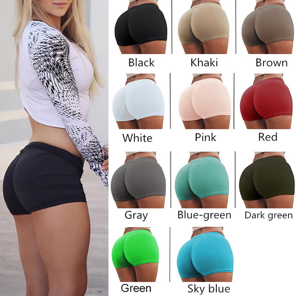 Weizhifu Women Sports Casual Beach Running Slim Shorts Summer Solid Color Hot Pants Gift-Light Pink M