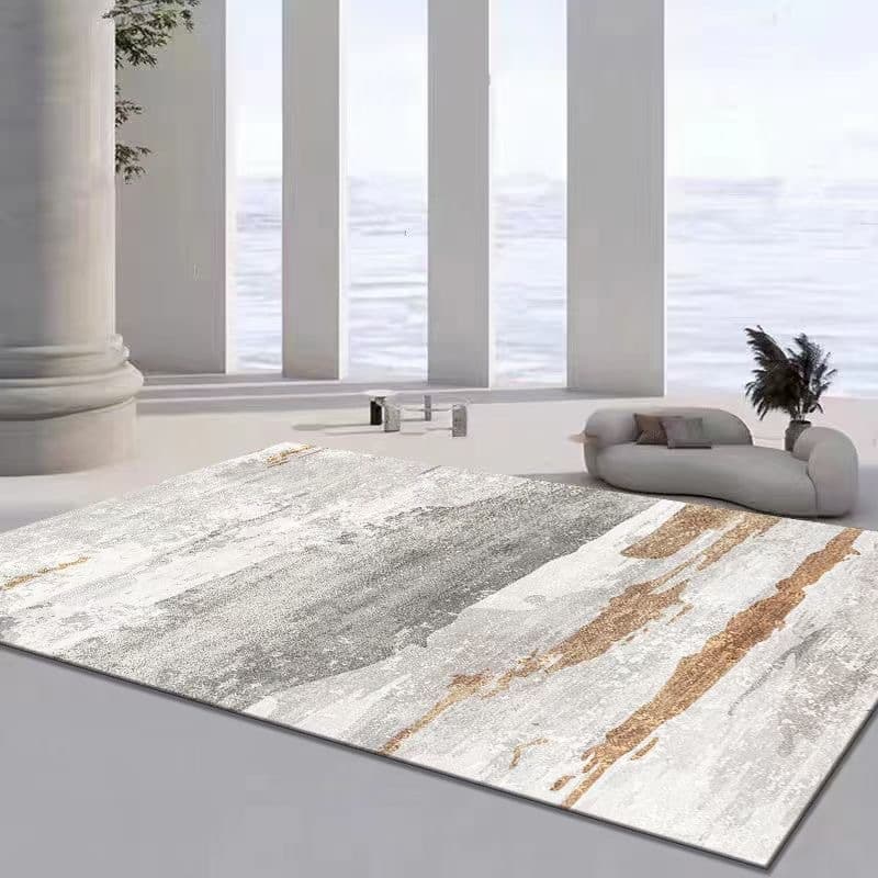 Modern Minimalist Area Rug – Plush Velvet-Like Texture (80x120cm-200x300cm, Neutral Geometric, Sofa & Bedroom Floor Mat)​