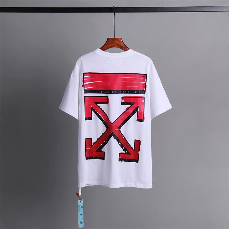 L'expérience de longue date de l'utilisation du ruban adhésif OFF avec impression de flèche OW T-shirt à manches courtes pour homme, coupe ample,