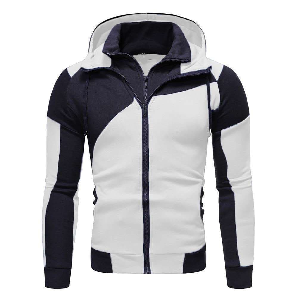 Men's Clothing double zipper sweater hooded men's sweater stitching zipper coat men's sports fleece warm