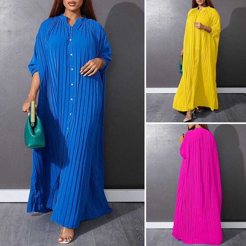 Women's fashion loose casual pleated dress