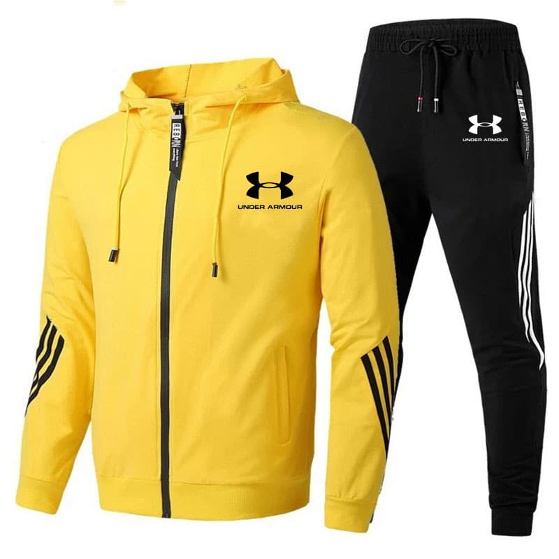 Ensemble deux pièces décontracté de sport printemps-automne avec sweat à capuche zippé tendance pour homme