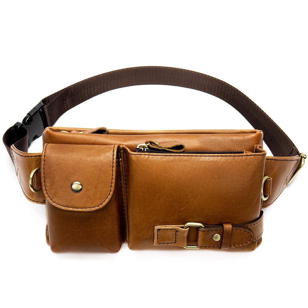 Marant Leather Waist Bag Men's First Layer Of Cowhide Men's Shoulder Messenger Bag Mobile Phone Waist Bag Men's Messenger Chest Bag Men