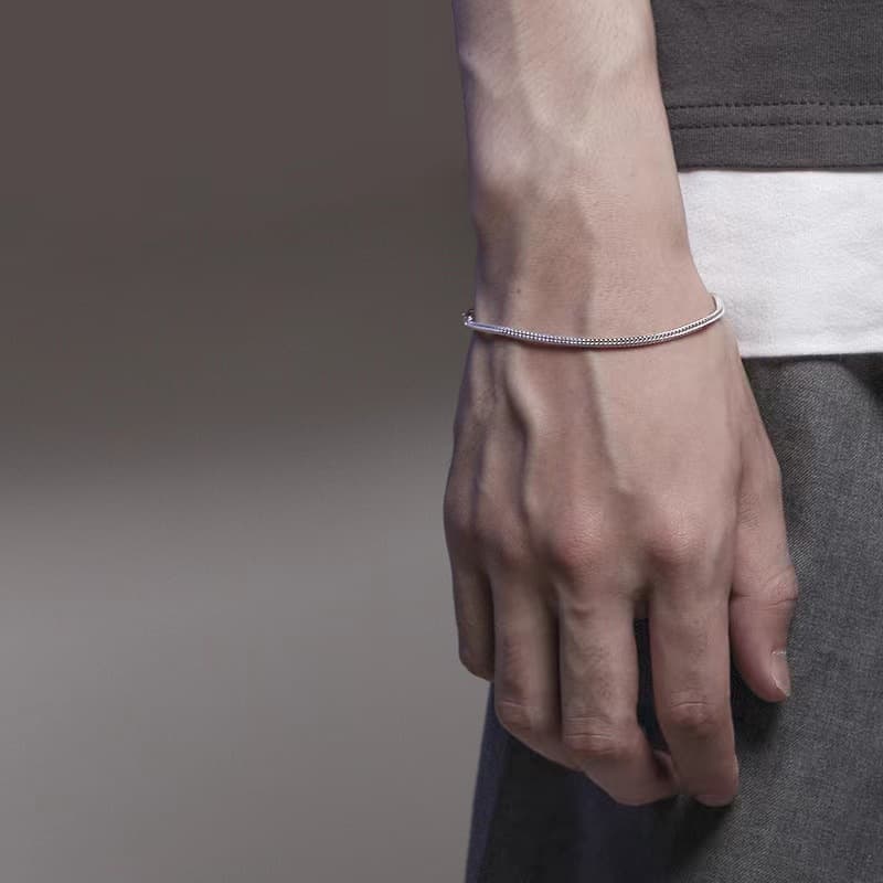 Thick foxtail men's bracelet personality trend hip hop style bracelet simple and domineering 3mm round snake bone men's bracelet
