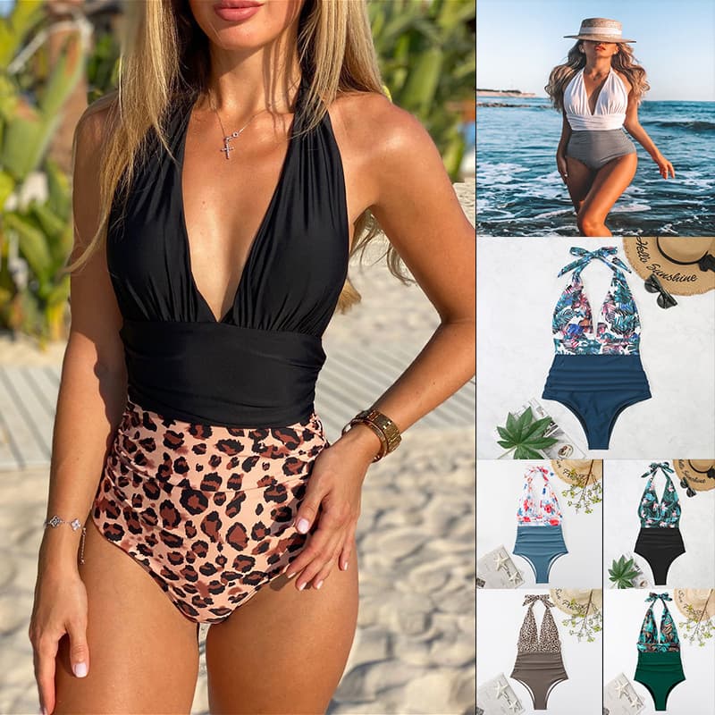 Women's One-piece Backless Sexy Color Matching Cross-border Bikini
