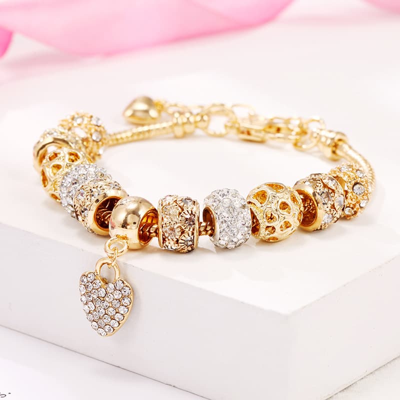 DIY Alloy Large Hole Gold Bead Bracelet Jewelry