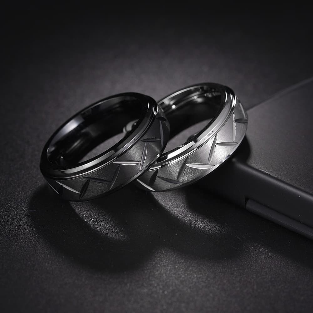 Men's 8MM batch twill ring titanium steel jewelry