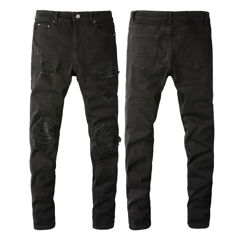 Men's Clothing Foreign Trade Jeans Men's High Street Fashion Street Ripped Jeans Men's Elastic Slim Fit Pants 8520