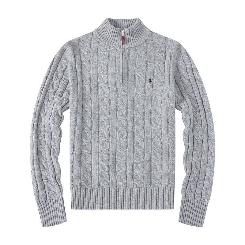 Pull d'hiver à fermeture éclair Pull en tricot torsadé Pull en laine décontracté Pull épais et chaud
