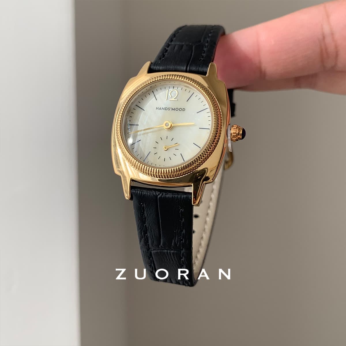 ZUORAN Natural Mother-of-Pearl Square Light High-End Genuine Leather Elegant Women's Quartz Watch Live Streaming